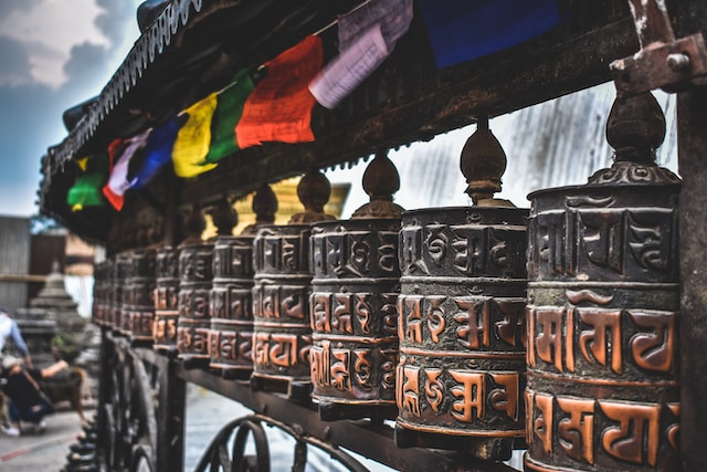 prayer wheels in monley temple kathmandu