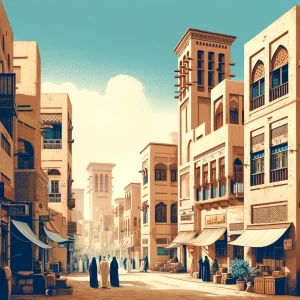 Al Fahidi Historical Neighbourhood, showcasing its distinctive traditional Arabian architecture.